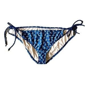 Lane Bryant Cacique String Bikini Swim Bottom Sz 28 Navy  Anchor Novelty Print